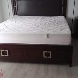 Real Oak Wood King Size Bed Frame, Bed & Dresser