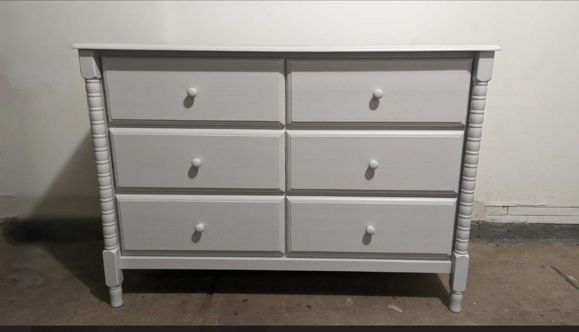 Gray Spindle 6 Drawer Double Dresser