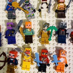 14 Minecraft Minifigures Gamers Pixel Men Set| New Custom LEGO Compatible Toy