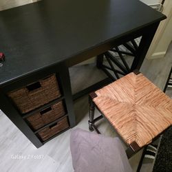 Hardwood Desk w/Removable Basket Drawers