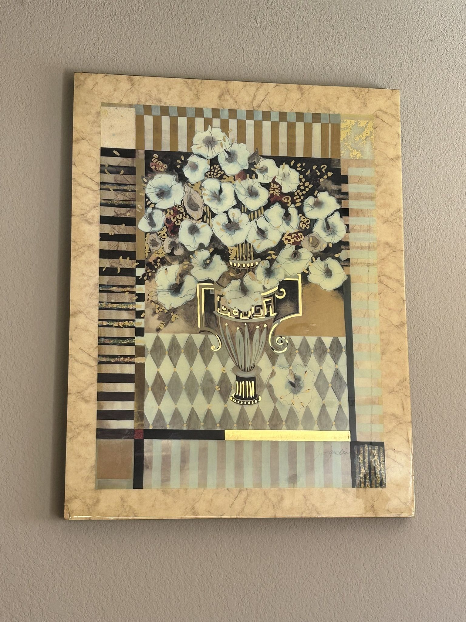 Large Resin/Lacquer Wall Panel – Art Deco Floral