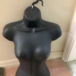 Female Torso Mannequin Form Display BLACK  w/ Hanger, Used
