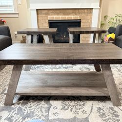 Large Coffee Table With Two Side Tables