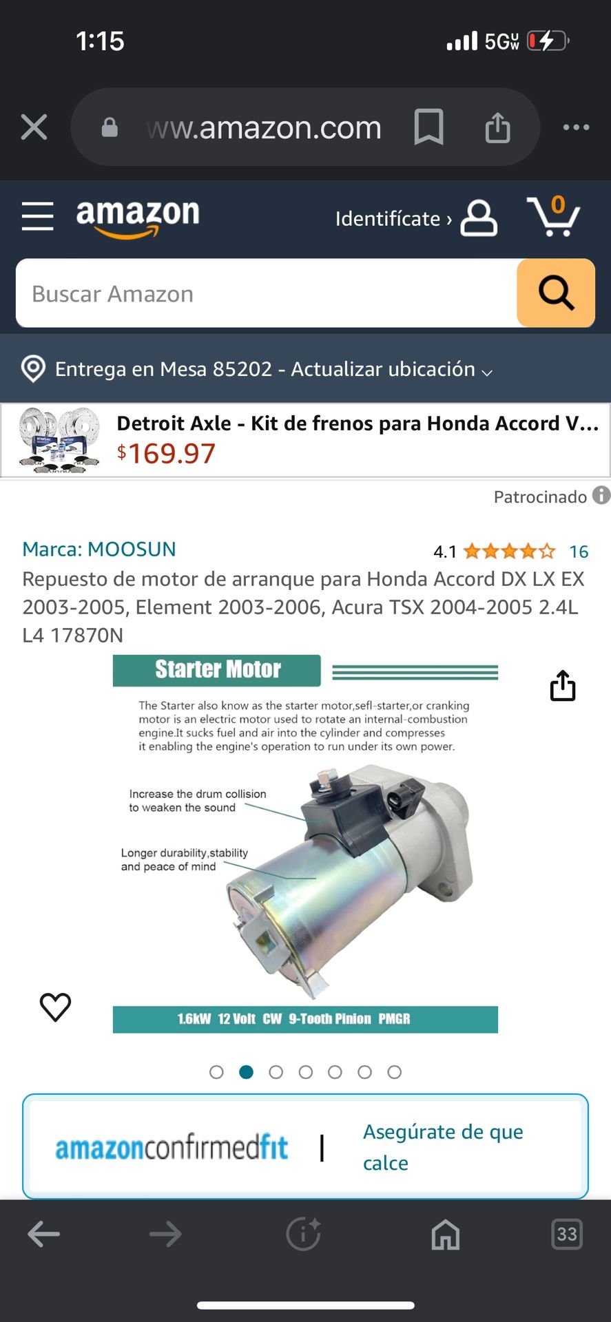 Estarte Replacement Para Honda Acord, Element , Acura Entregó Afuera McDonalds 3590 N Zaragoza