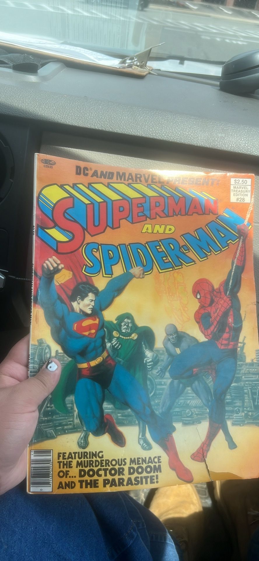 Superman and Spiderman vintage comic.