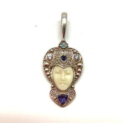 Sajen Sterling silver Goddess Tear Drop Larimar Pendant