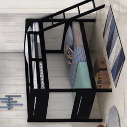 Twin Over Twin Bunk Bed With Mattress Black  /// Financing Available 
