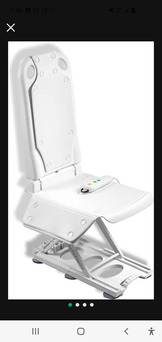 VOLLGUT Electric Reclining Bath Lift Chair | Six Suction Cup Feet | Emergency Stop Button | Weight Capacity 300lb | White