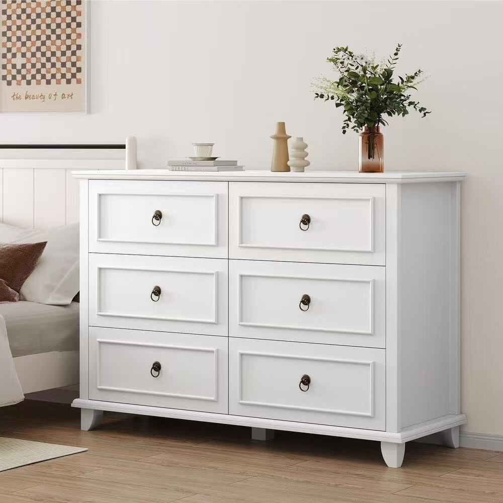 White 6 -Drawer Standard dresser