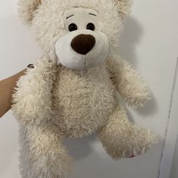 White Bear With Pink Hearts 
