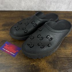 Gucci Slip-On Sandal Cut Out Monogram Black Size 13 UK / 13.5 US 655517-JFB00-1000 Men’s Designer Slides OG Rare Made in Italy / MSRP $530 USD