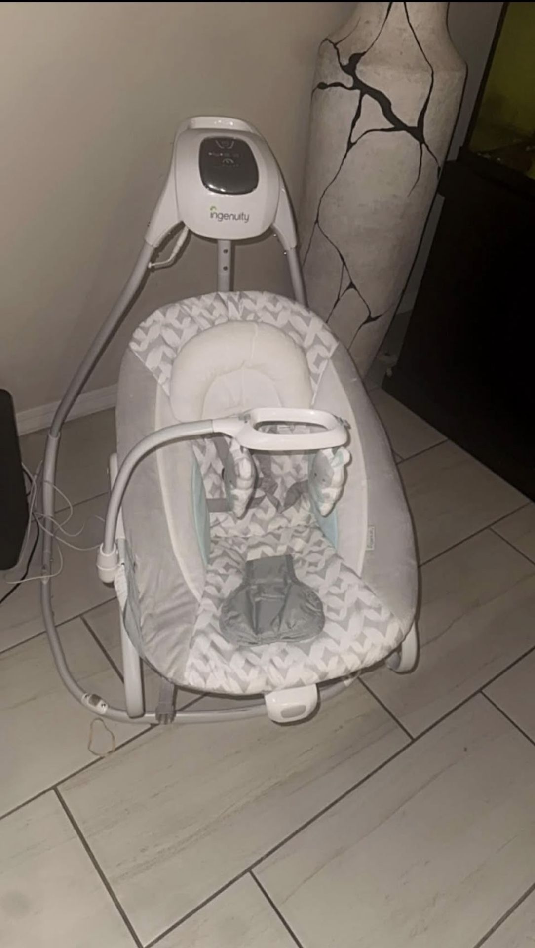 Grey And White Baby Swing 