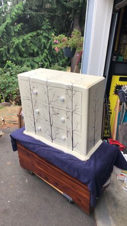 Mid-century style dresser shabby chic Folkart small