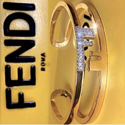 FENDI O'Lock Women's Gold Metal Cuff Bracelet