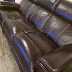 Brown Leather Sofa & Recliner 