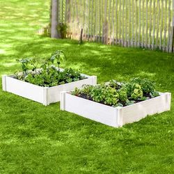 Vita 4'x4'x11" Modular Vinyl Garden with Planting Grid 2-pack