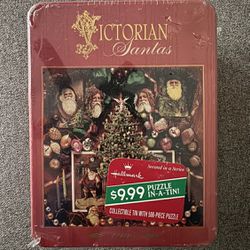 Vintage Hallmark Victorian Santas 500 PC Puzzle New/Sealed In Collectible Tin