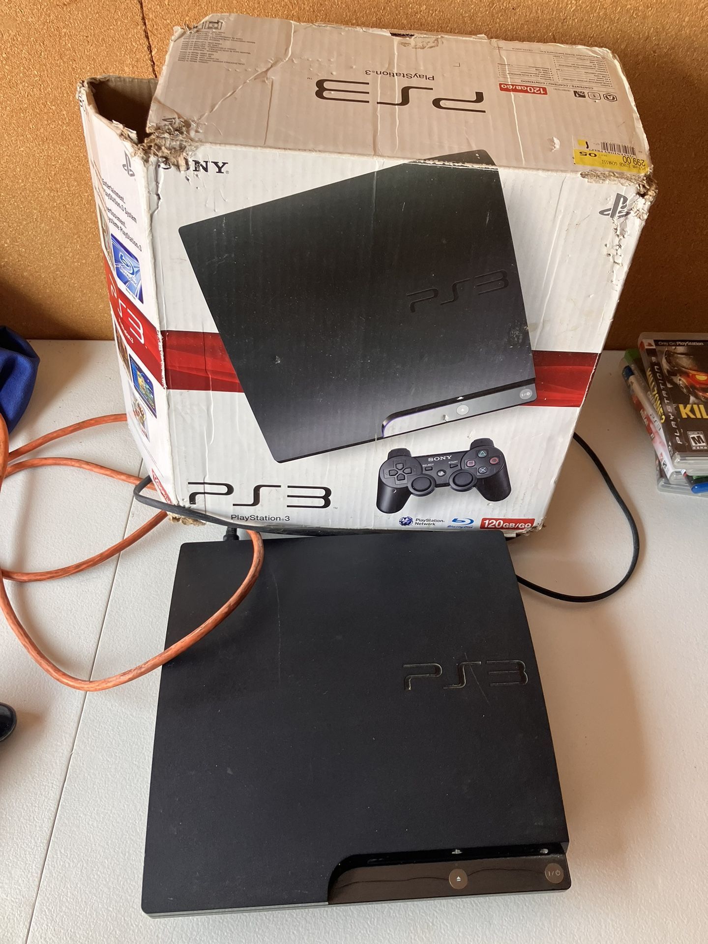 Ps3 Console( Turn On Then Off) With 2 Controllers And 2 Games