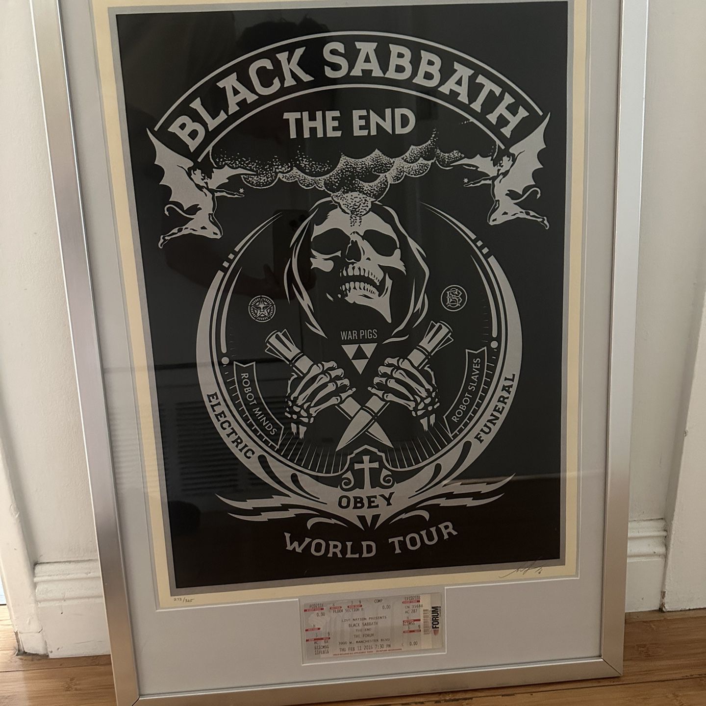 Shepard Fairey Black Sabbath Framed With Concert Ticket