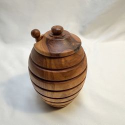 Wooden Honey Pot with Dipper – Rustic Kitchen Decor