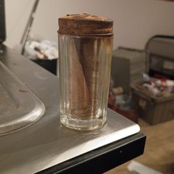 Vintage Dental Floss Glass Bottle With Lid..