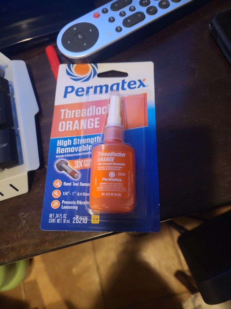 Permatex 25210 High Strength Removable Threadlocker Orange Liquid, 10 ml