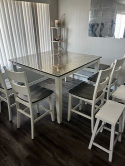 Dining Table Set with 4 Chairs,Bench and 2 stools