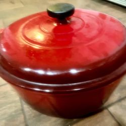 CAST IRON World Market Red Enamel Dutch Oven Large 12” x 7” Oval Pot & Lid