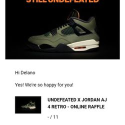 Undeafted Jordan 4 Size 11 DS