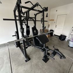 Vesta Fitness Smith Machine 2001 w/Bench Attachment | 230lb Bumpers Weights | 7ft Olympic Bar | Fitness | Gym Equipment | FREE DELIVERY 🚚 