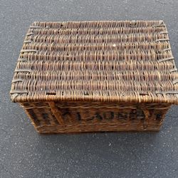 Antique English Mill Basket with Leather Straps