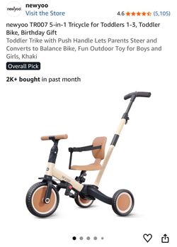 Newyoo TR007 5-in-1 Toddler Tricycle – Khaki