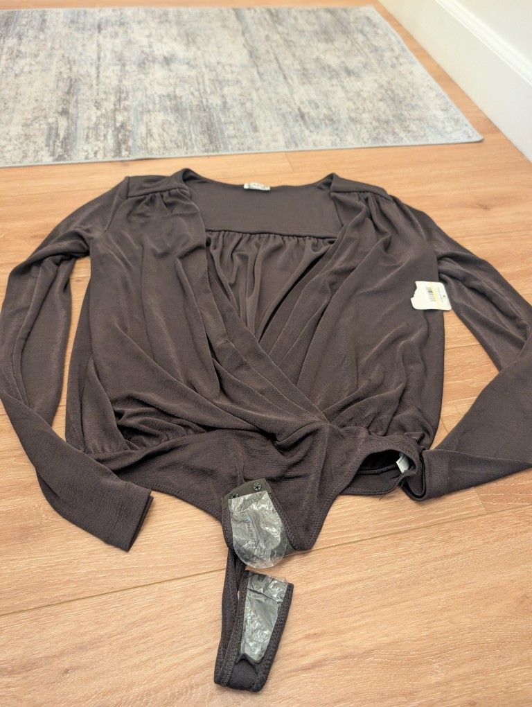 Brand New Free People Bodysuit Dark Brown