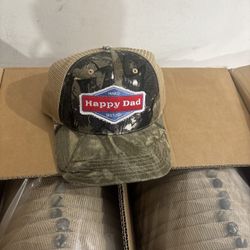 HAPPY DAD TRUCKER HAT Black/white and Green Military/Beige