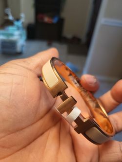 Hermès Clic H Bangle Bracelet Tan