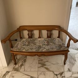 Solid Wood Entryway Bench w/ Cane Seat & Cushion – Vintage Style