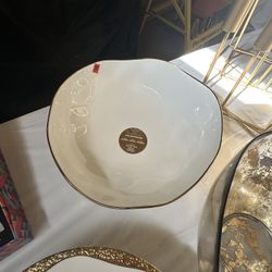 Gold And white Serving Bowl