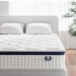 Crystli Queen Size Mattress Bed in A Box, 10 Inch Hybrid Mattress with Zero Pressure Foam, Innerspring Mattress for Pressure Relief, Motion Isolation,