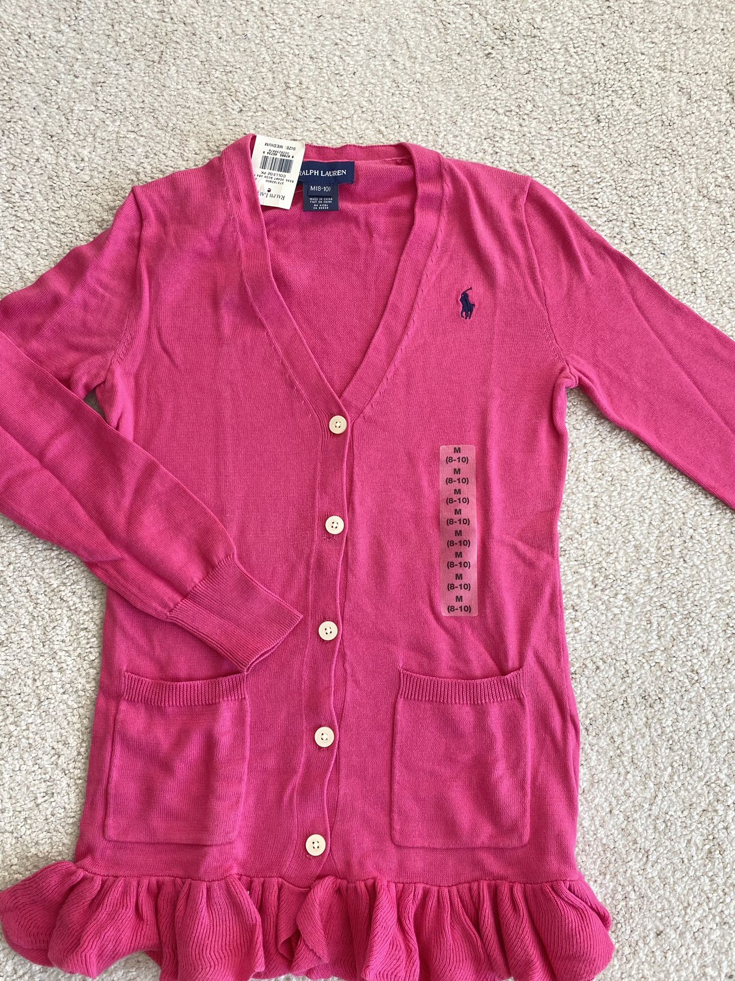 Polo Ralph Lauren Kids Girls Long Cardigan Sweater Size M(8-10)