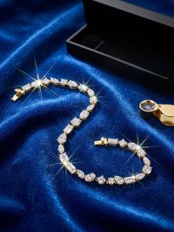 Riviera Diamond Bracelet (Synthetic/Moissanite) 7,5”. Gold Plated