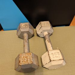 Set Of 2 Iron Dumbbells: 15lbs Each