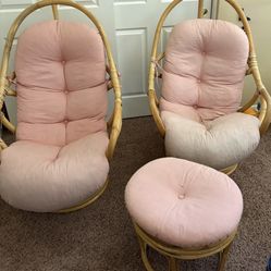 Rattan rocking Chairs With Foot Stool