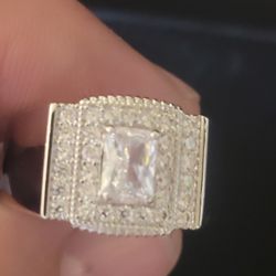 Men's moissanite silver ring in size 10 and 11