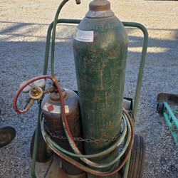 Oxygen And Acetylene Tanks With Cart