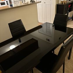 FREE BLACK GLASS DINING SET - TABLE - CHAIRS
