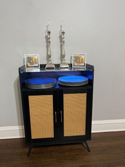 28 inch side board with glass top and LED lights