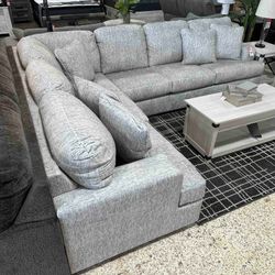 Grey Sectional, Reversible, Living Room Set