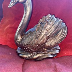 8.5 Copper Plated Alabaster Greek Swan Statue Imported From Greece (4 available) 