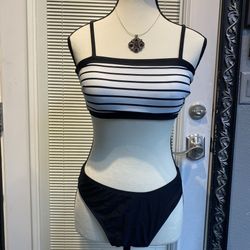 CUPSHE Women's s X JoJo Escaping Stripe Bikini Bralette & Cheeky Bottoms Set