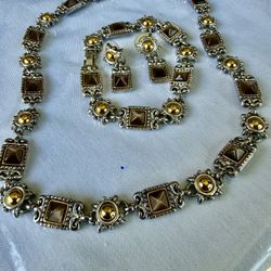 Premier Designs, Silver/gold Tone Bracelet, Necklace And Earrings (Brighton Like) 